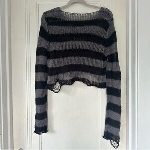 Black and grey striped mohair sweater